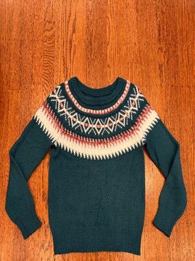 Fair Isle Sweater Womens S Pullover Maurices Teal Green Pink Winter Nordic Soft